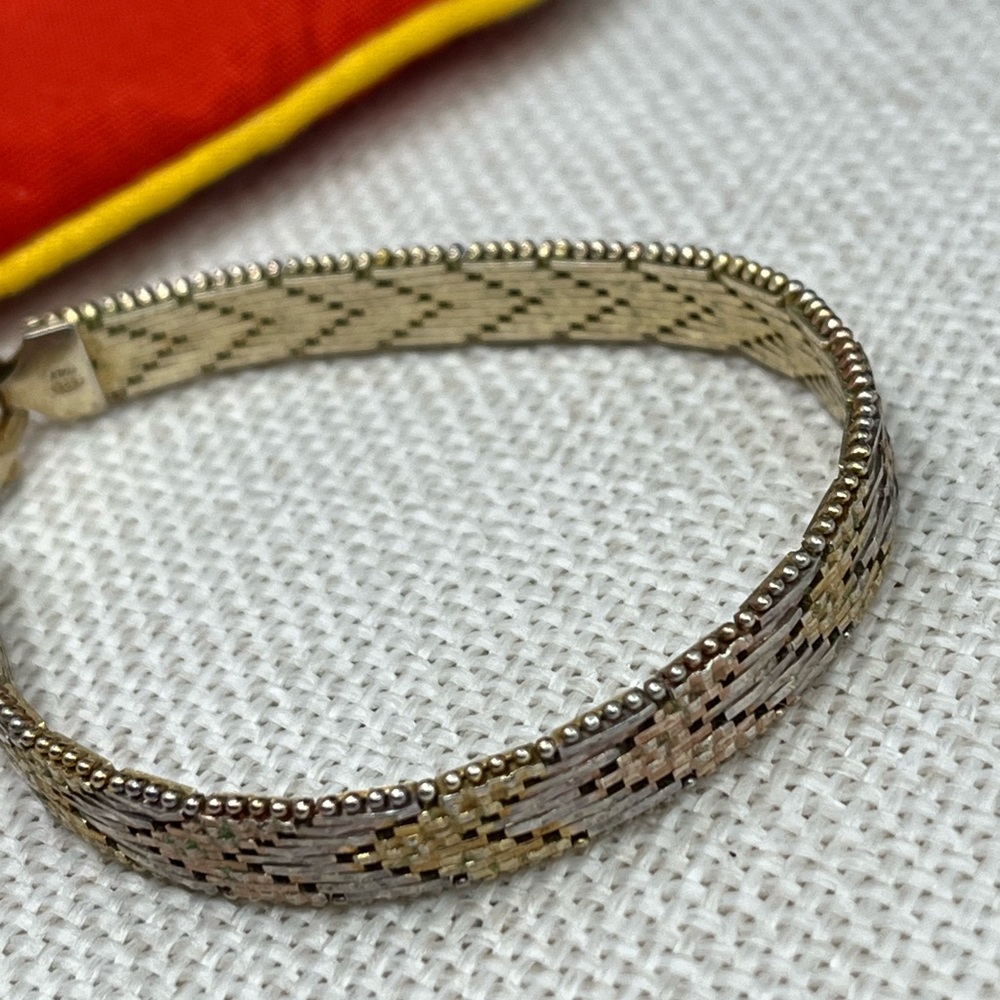 ✨ Vintage Italian Sterling Silver Chevron Mesh Bracelet – 7” | 18g ✨ - Picture 3 of 13